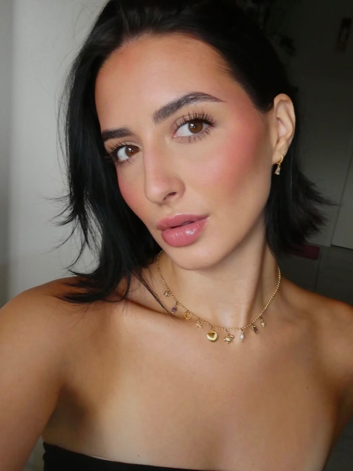 dainty gold charm necklace for women