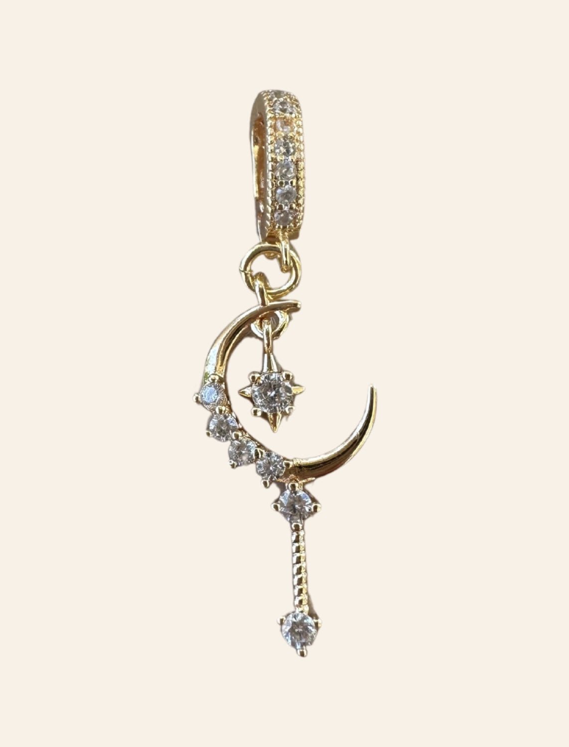 Diamond moon bikini charm — handmade gold jewellery