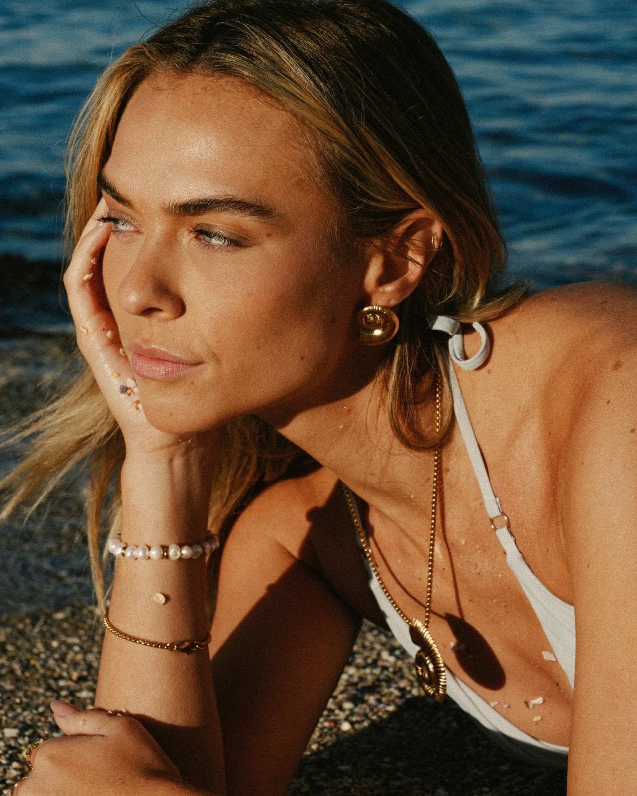 waterproof 18k gold sea shell earrings - Haylo & Co.