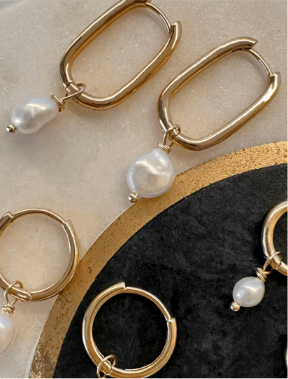 Pearl Geo Hoops - Haylo & Co.