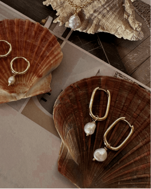 Pearl Geo Hoops - Haylo & Co.