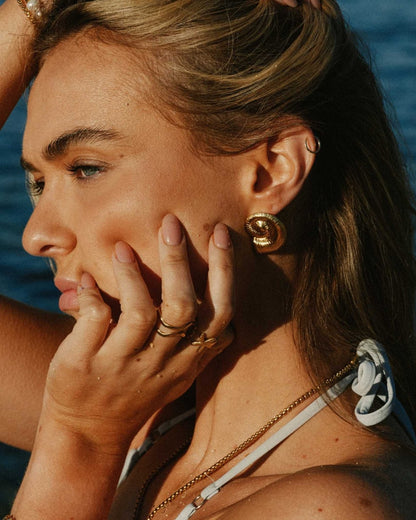 gold sea shell stud earrings - Haylo & Co.